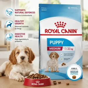 غذای خشک سگ مدیوم پاپی رویال کنین با بسته‌بندی اصلی Royal Canin Medium Puppy